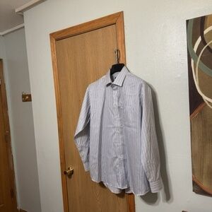 Forsyth of Canada Size 17.5 34/35 w/Stripes Button-Front Long Sleeve Dress Shirt